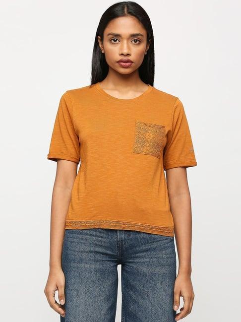 pepe jeans brown cotton t-shirt