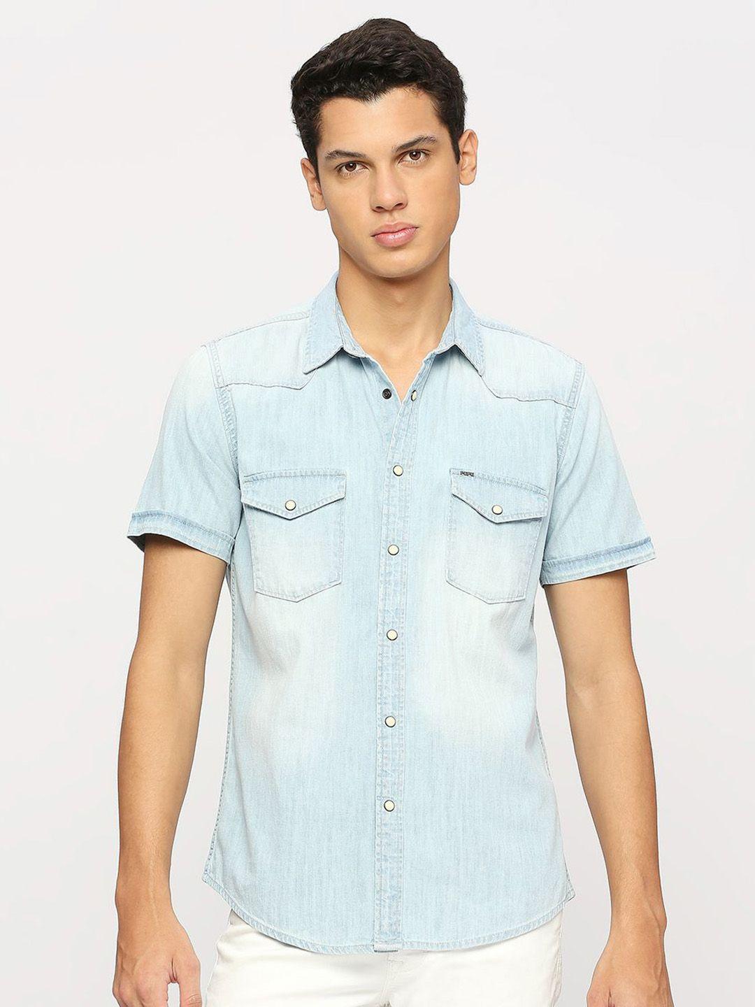 pepe jeans faded pure cotton casual shirt
