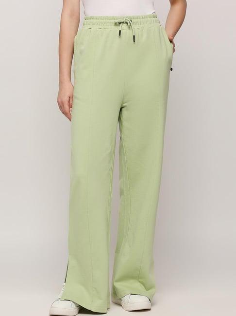 pepe jeans green cotton flared pants