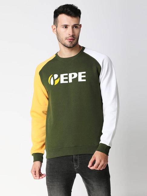 pepe jeans green full sleeves round neck sweatshirt