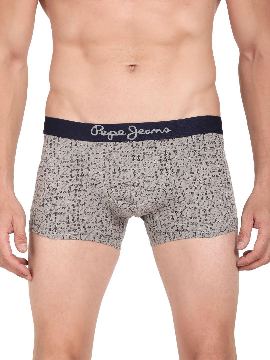 pepe jeans grey printed cotton trunk