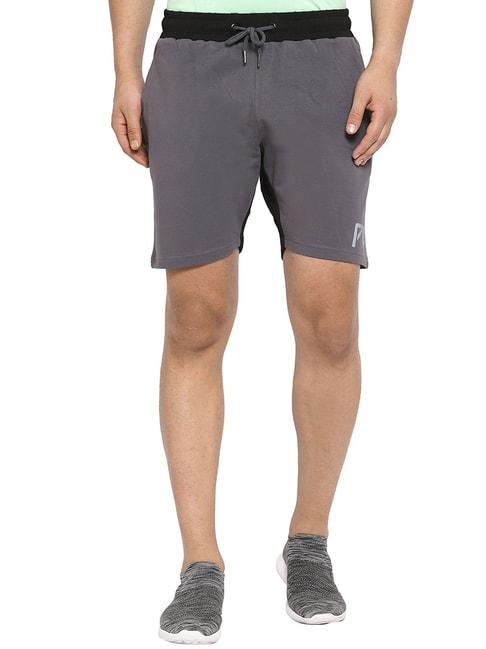 pepe jeans grey solid mid rise shorts