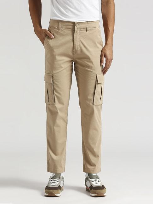 pepe jeans khaki beige cotton regular fit cargos