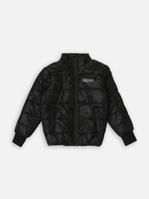 pepe jeans kids black quilted jacket