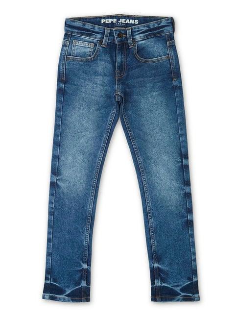pepe jeans kids blue solid jeans