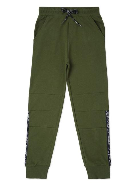 pepe jeans kids green solid joggers