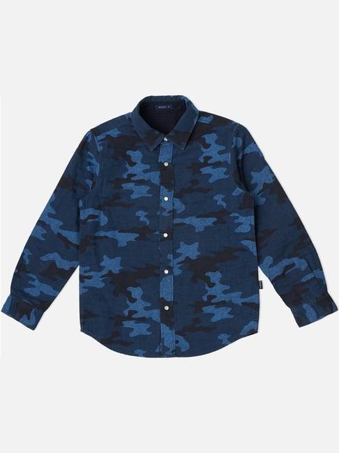 pepe jeans kids navy cotton camouflage full sleeves shirt