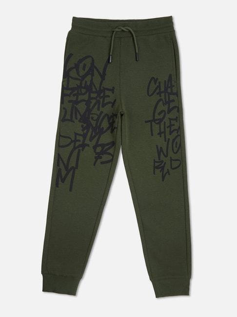 pepe jeans kids olive printed joggers