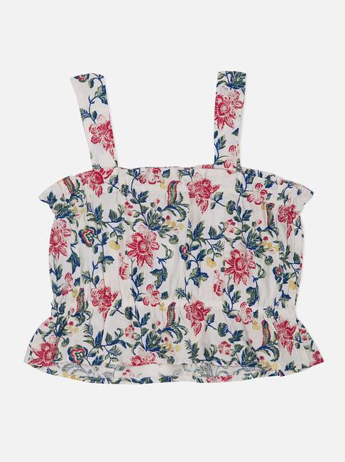 pepe jeans kids white floral print top