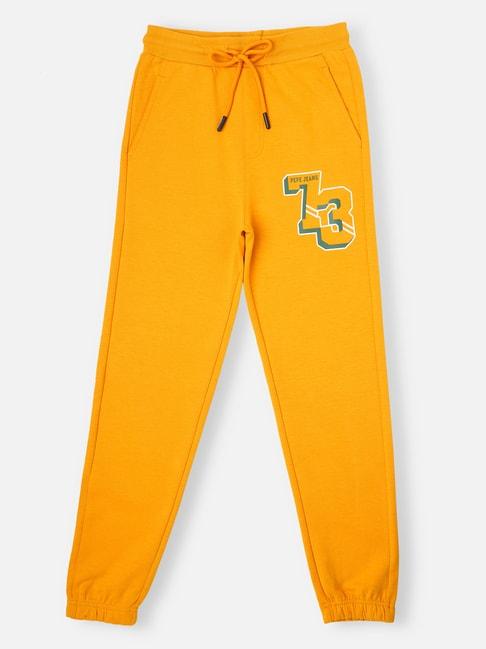 pepe jeans kids yellow printed joggers