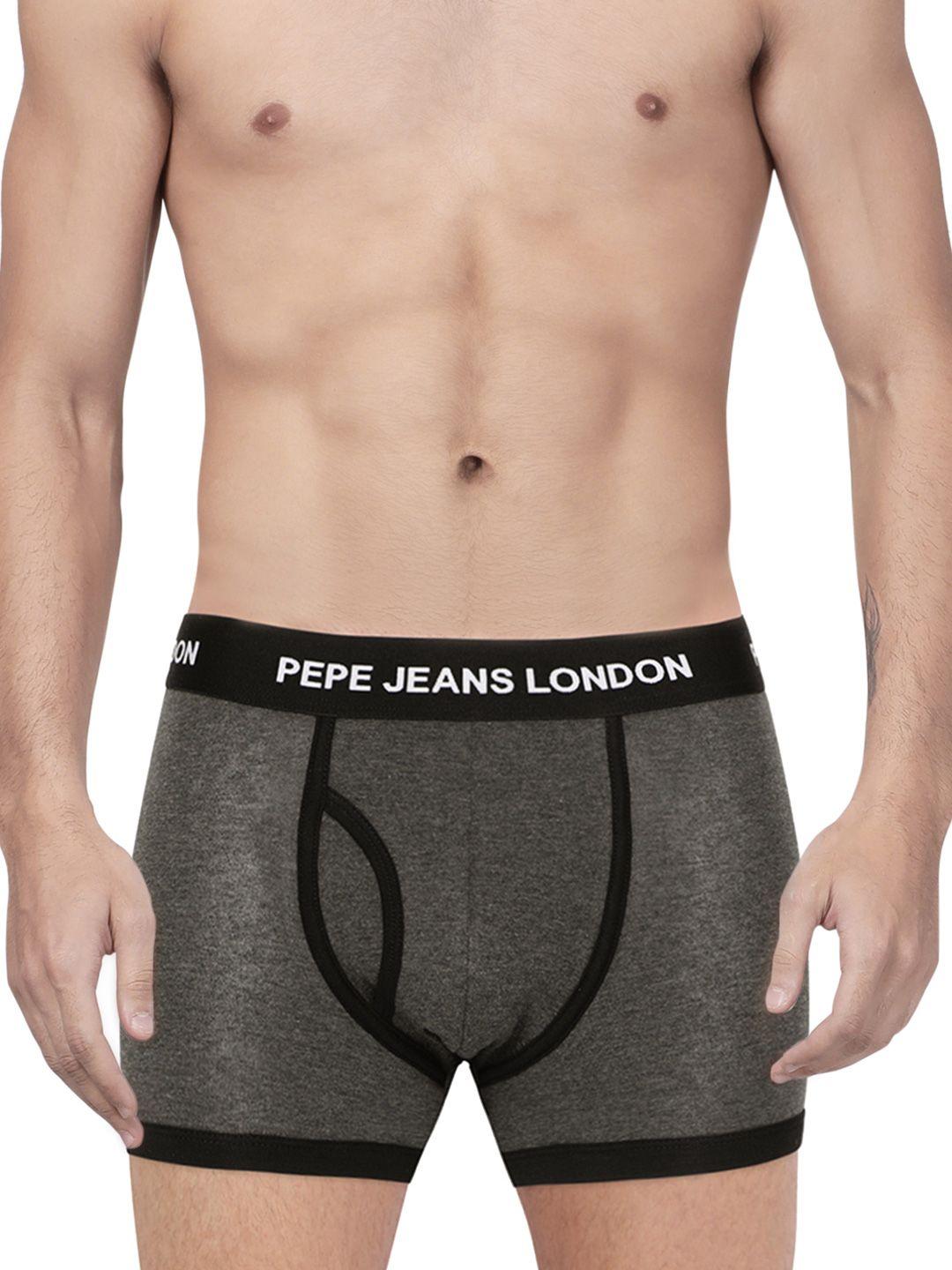 pepe jeans men charcoal grey solid hipster trunks 8904311304876