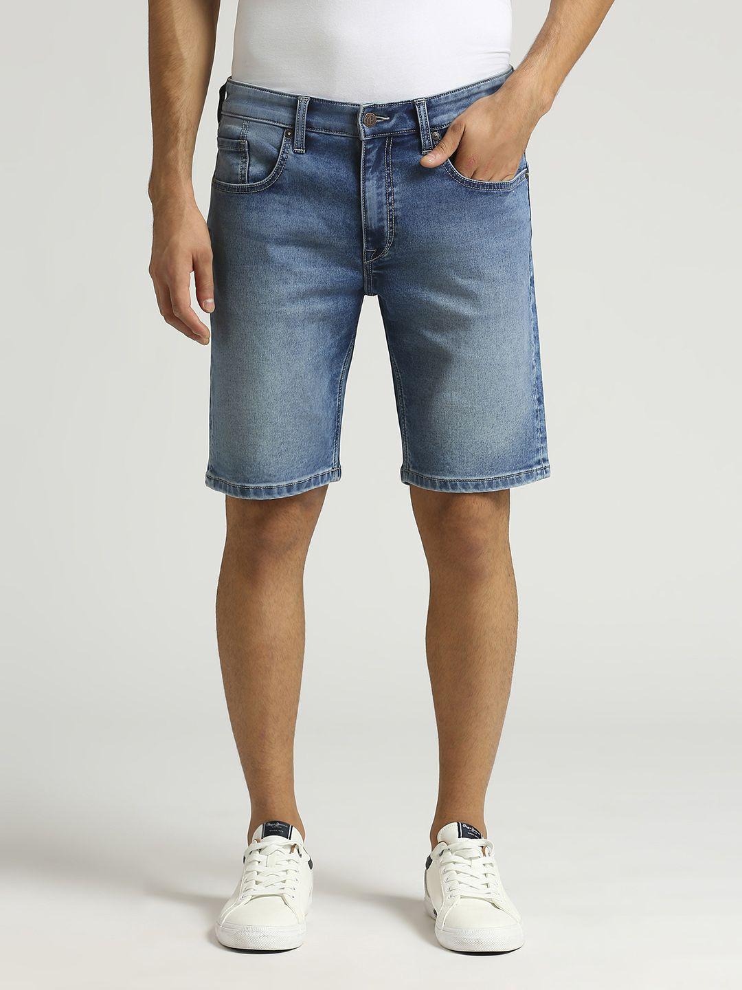 pepe jeans men mid-rise washed denim shorts