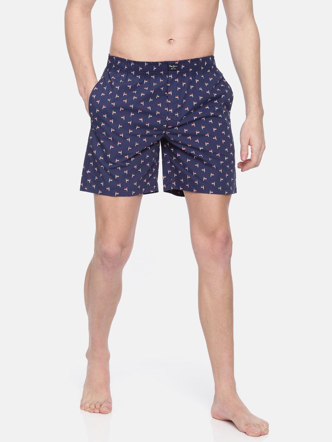 pepe jeans men navy & red printed    pure cotton boxers 8904311306207