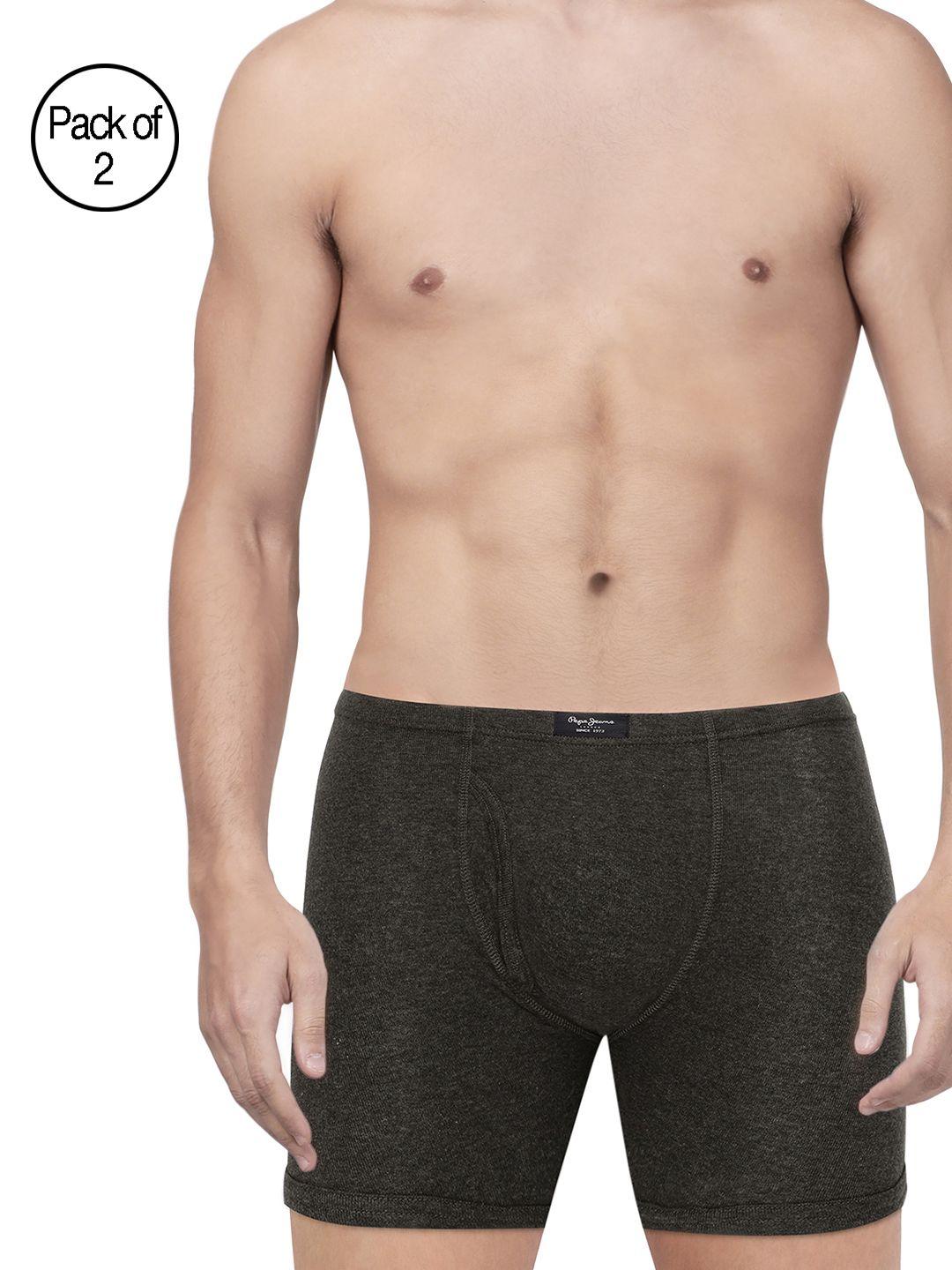 pepe jeans men pack of 2 charcoal grey solid trunks 8904311301240