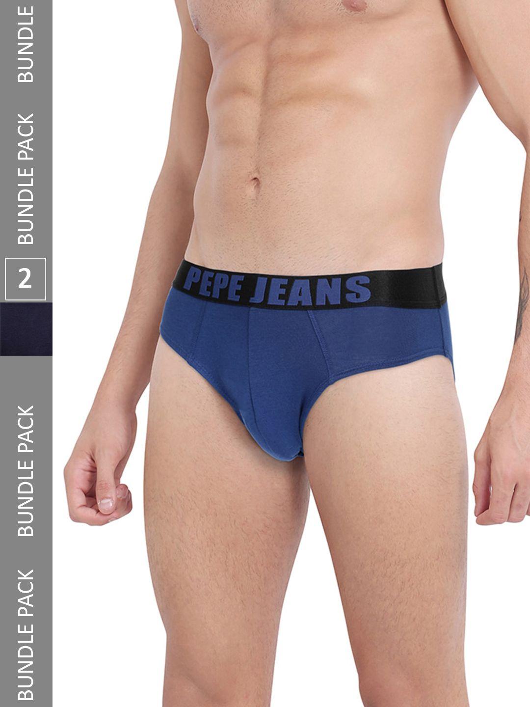 pepe jeans men pack of 2 cotton anti microbial low-rise basic briefs- 8904311371472