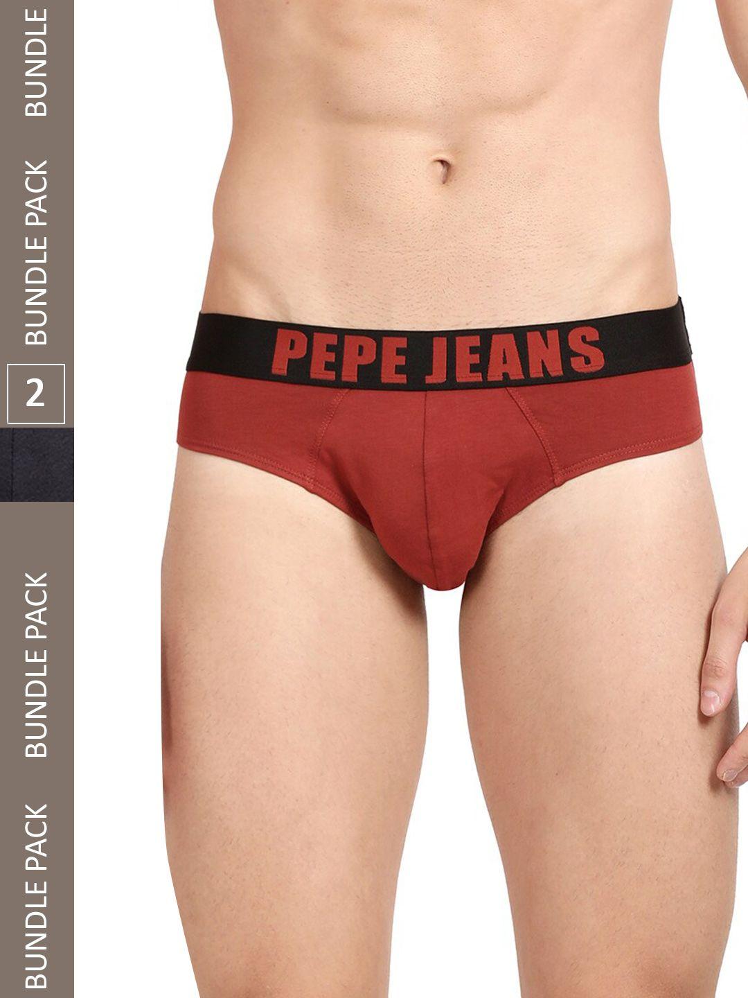 pepe jeans men pack of 2 cotton basic briefs