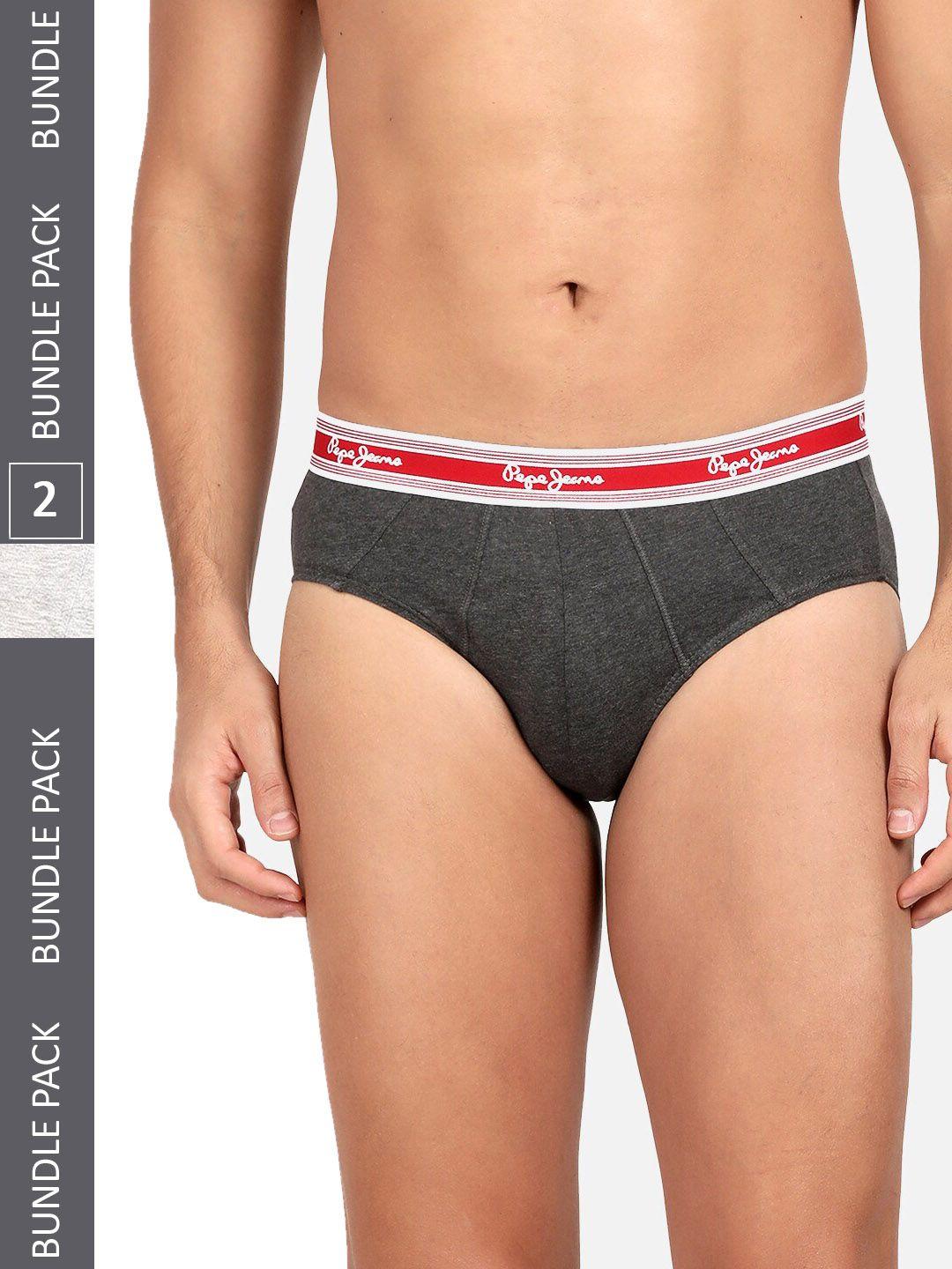 pepe jeans men pack of 2 cotton breathable basic briefs