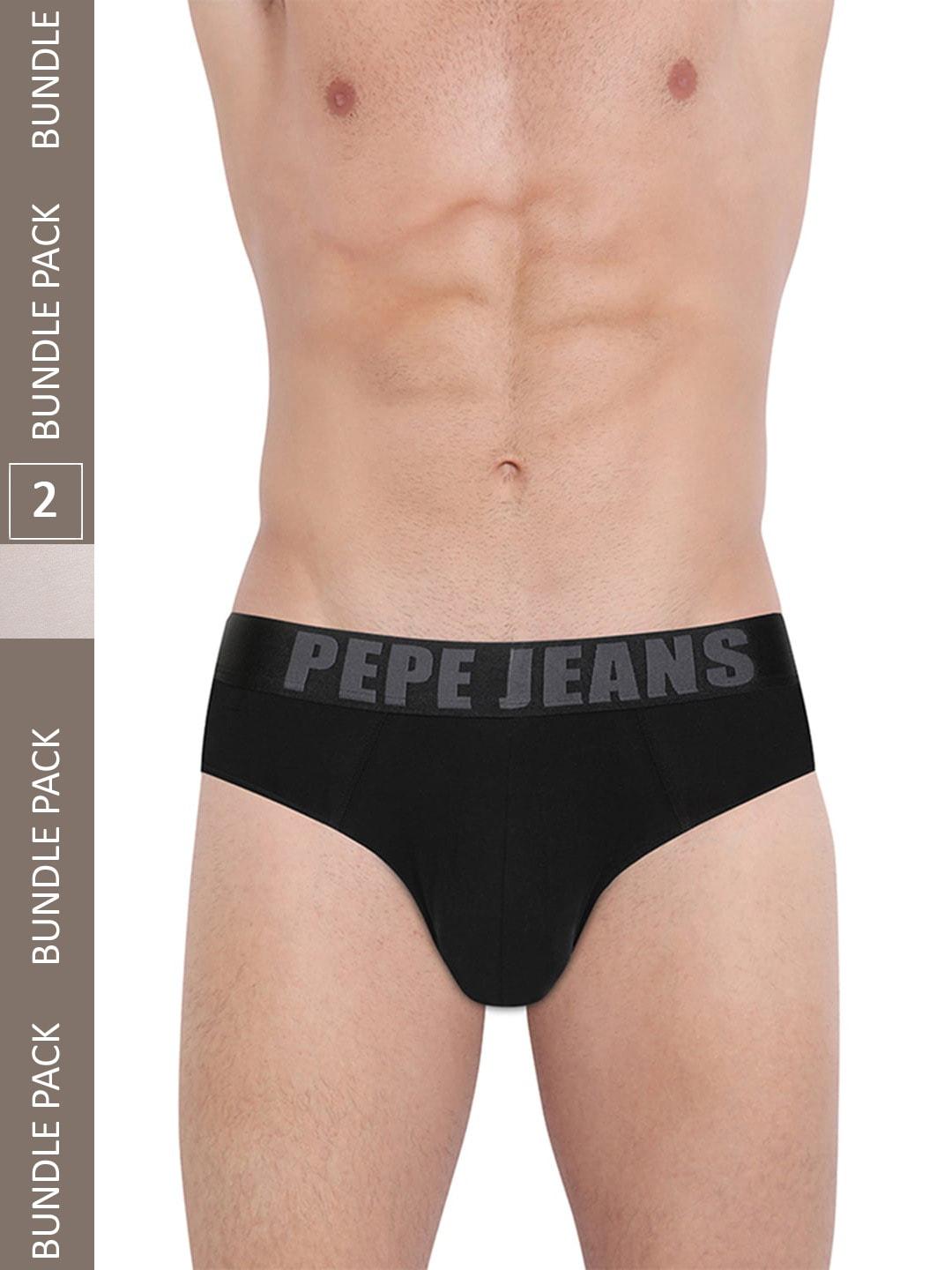 pepe jeans men pack of 2 deo-soft anti microbial cotton basic briefs 8904311371496