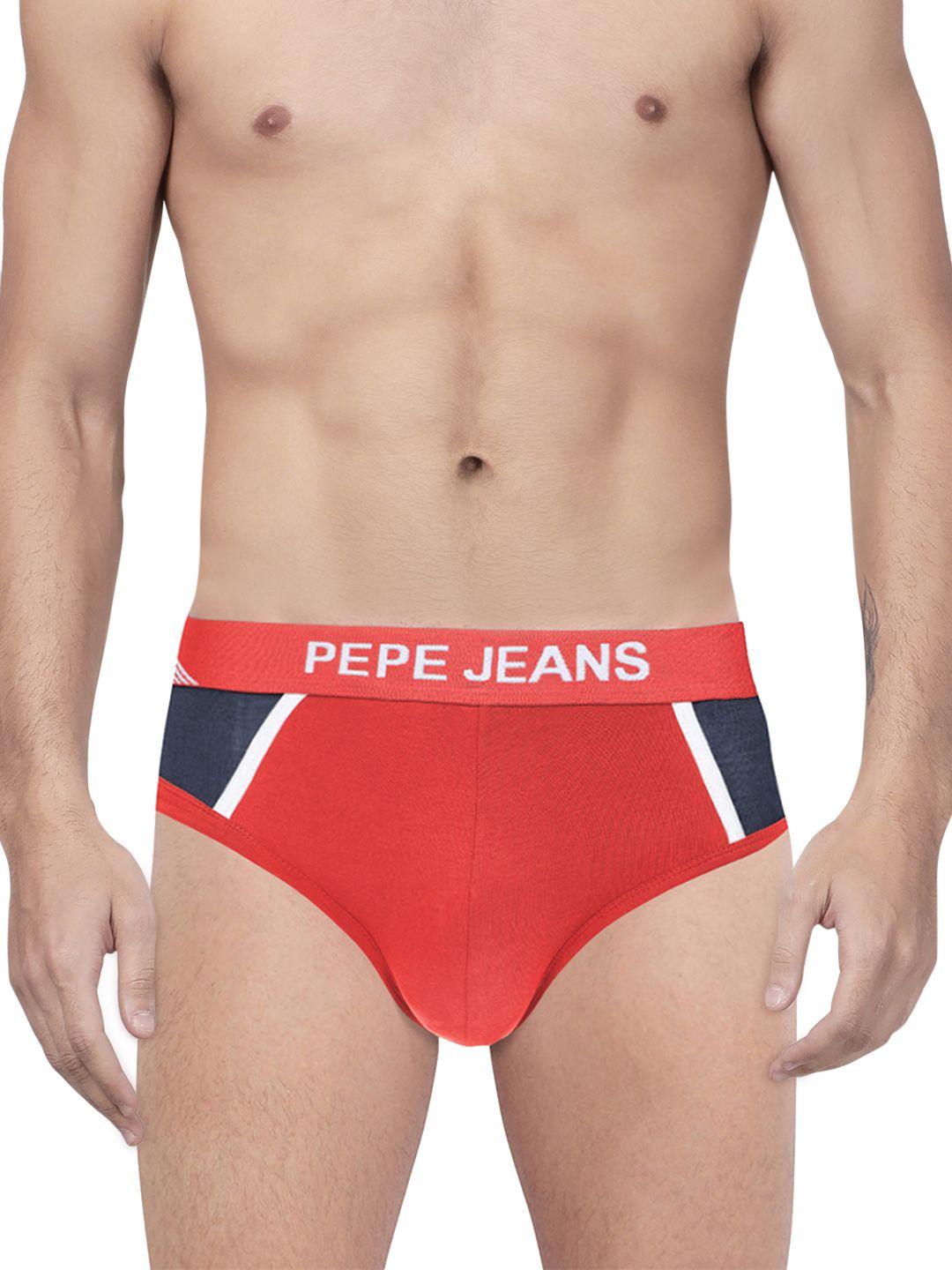 pepe jeans men red & navy blue colourblocked briefs 8904311303831