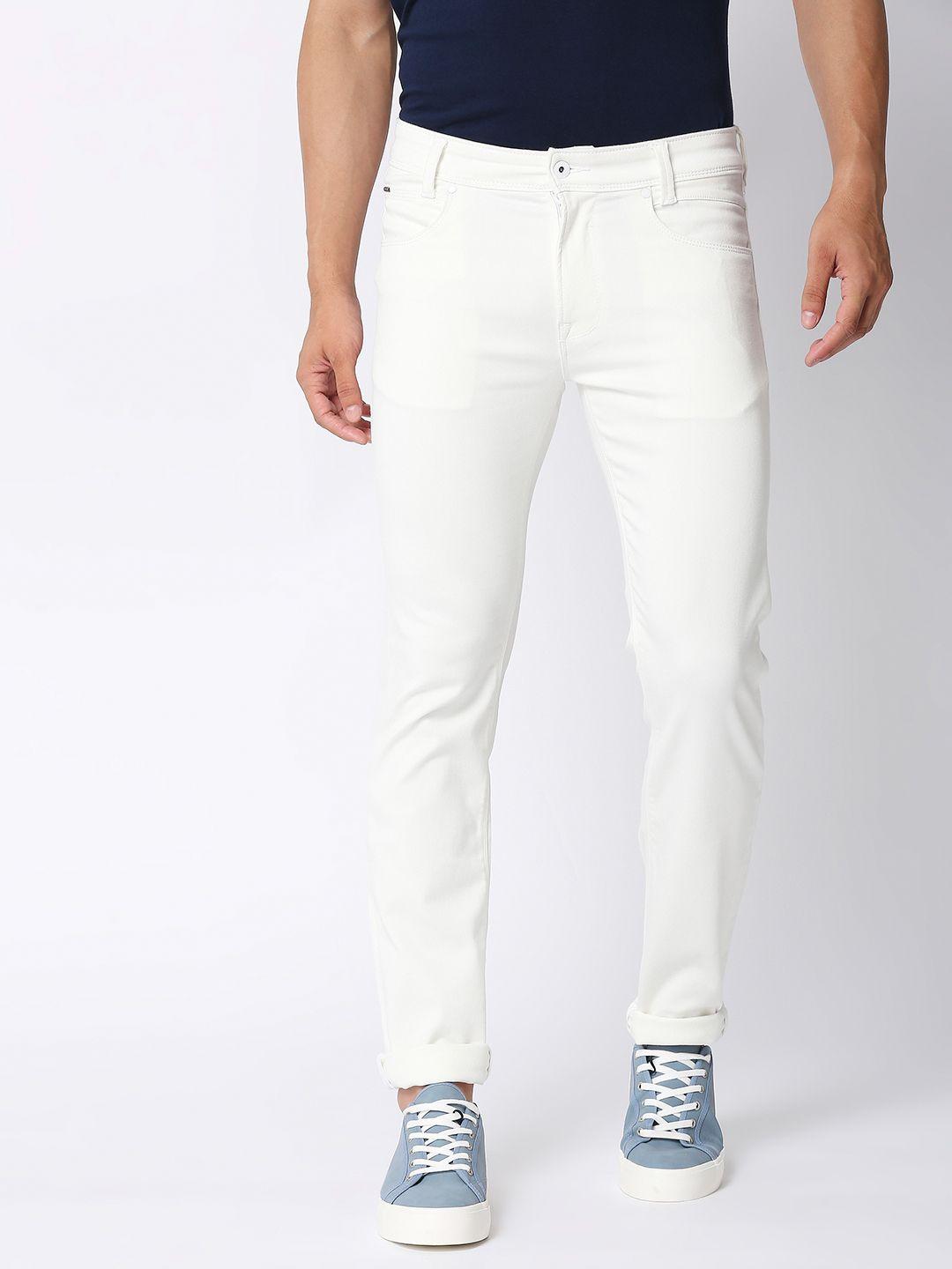 pepe jeans men white slim fit stretchable jeans
