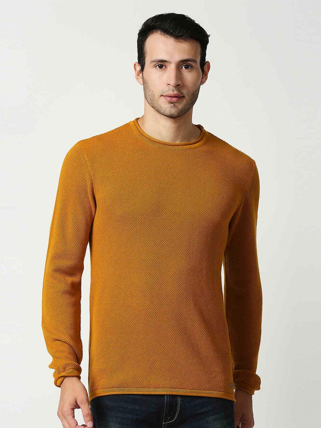 pepe jeans men yellow solid pullover