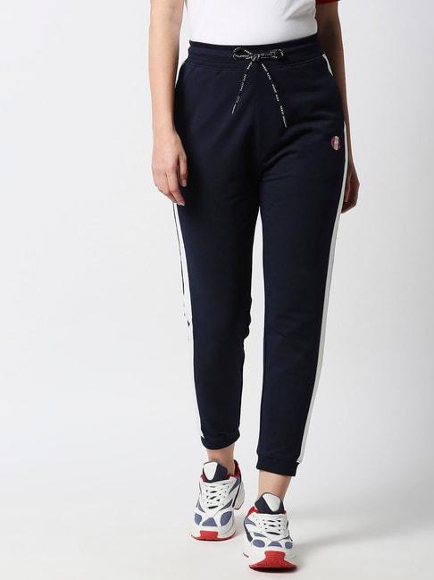 pepe jeans navy cotton regular fit mid rise joggers