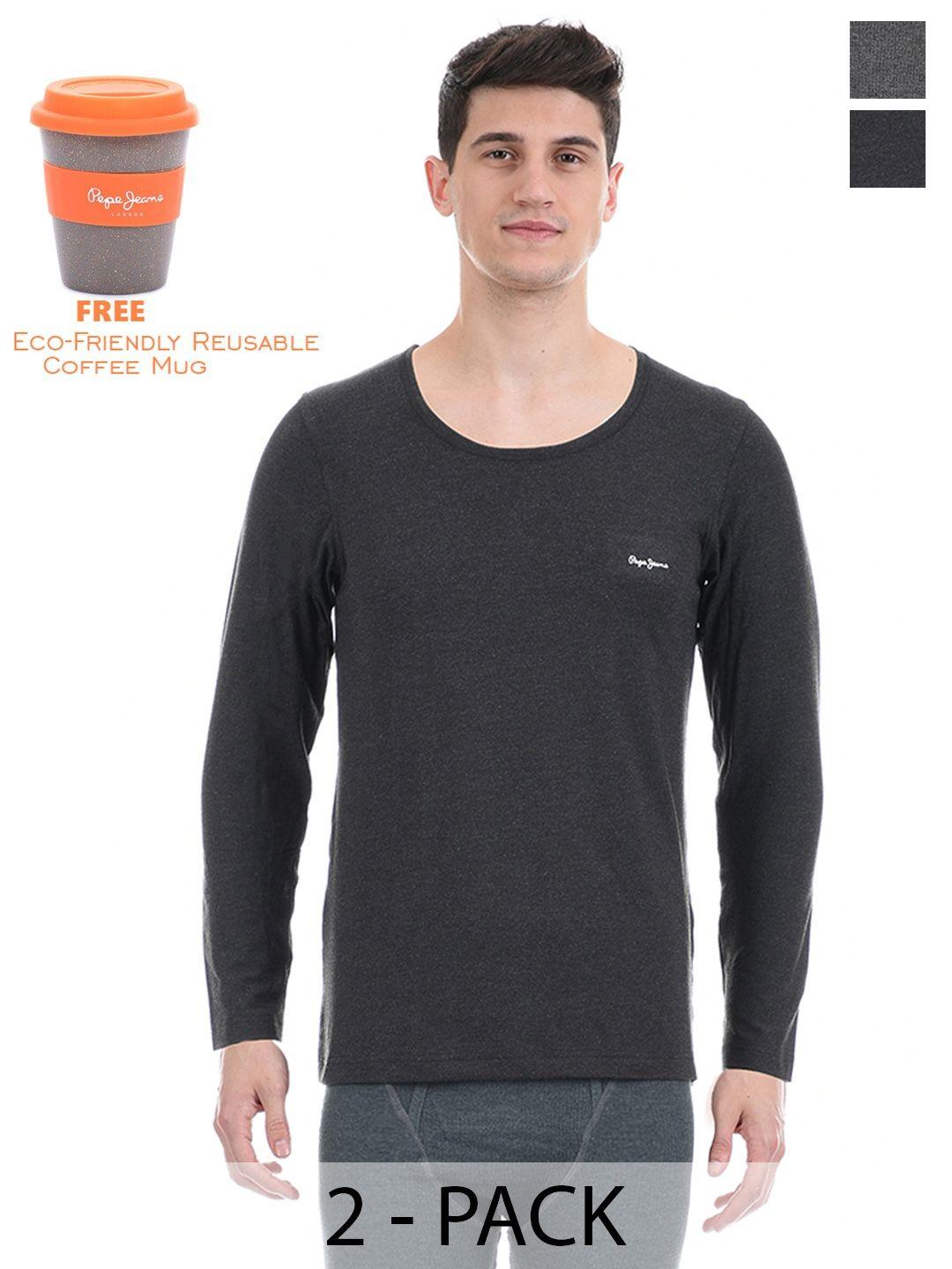 pepe jeans pack of 2 long sleeves acrylic thermal tops
