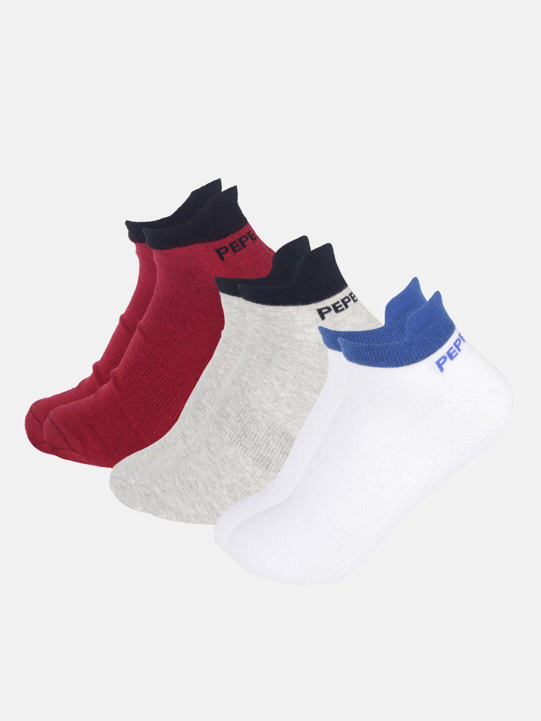 pepe jeans pack of 3 patterned ankle length socks