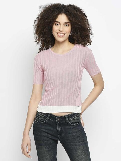 pepe jeans pink color-blocked top