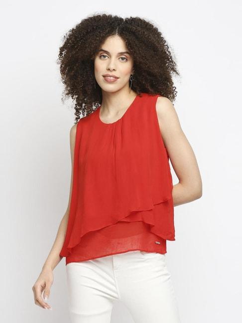 pepe jeans red regular fit top