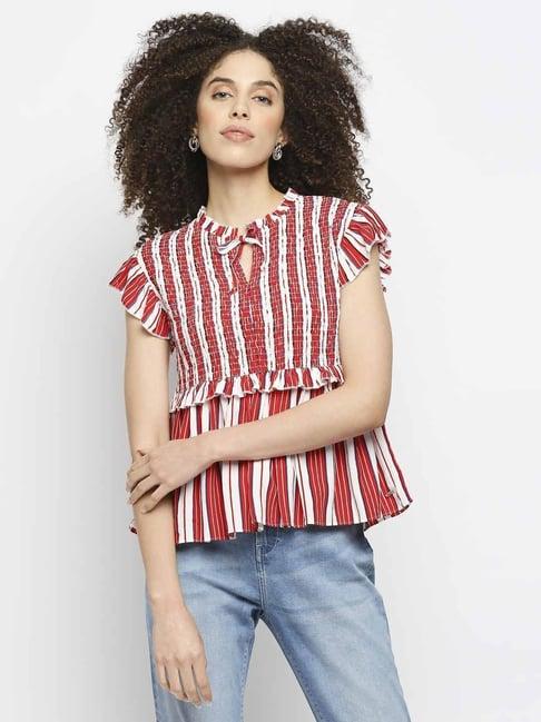 pepe jeans red striped top