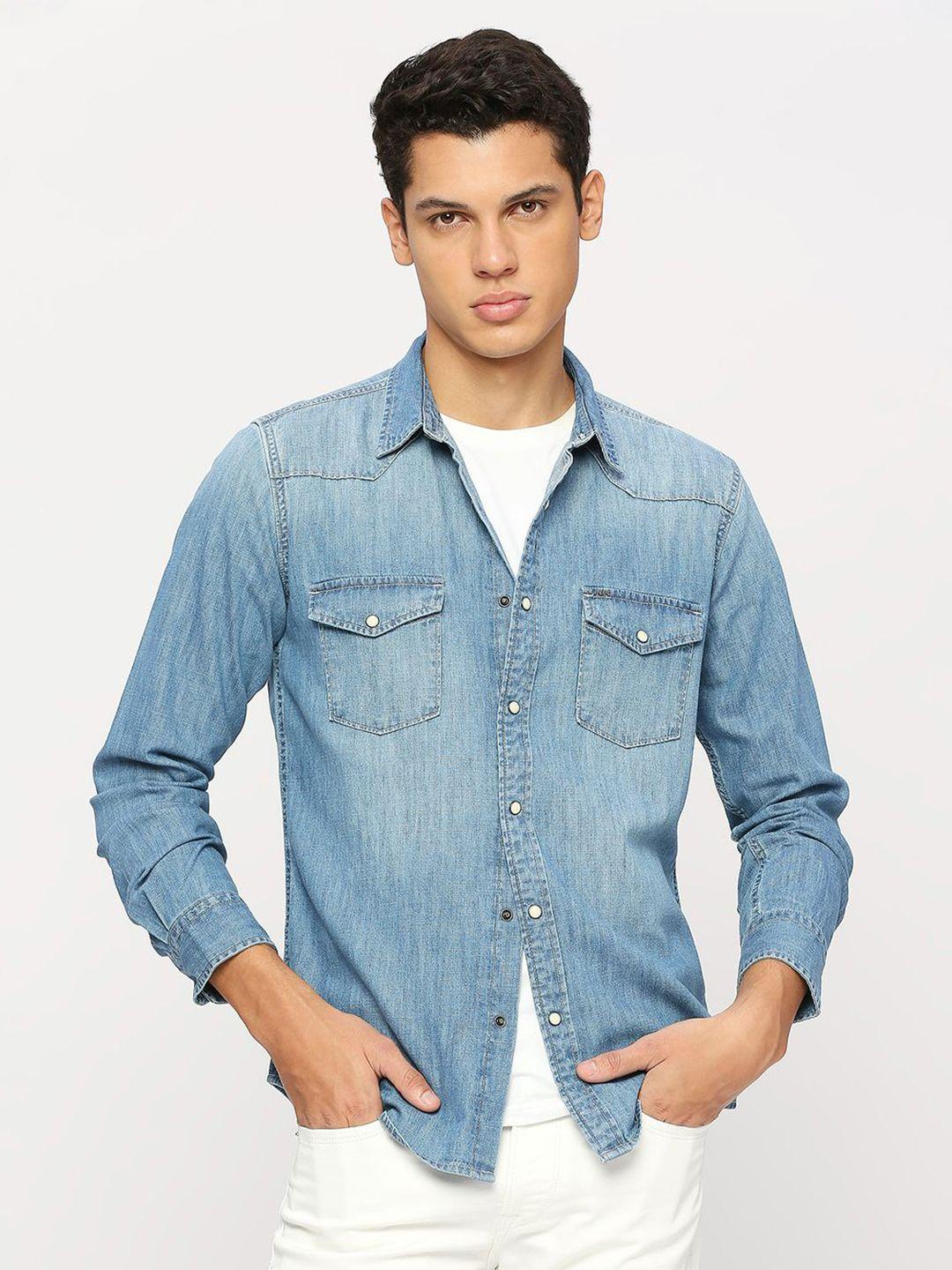 pepe jeans spread collar pure cotton casual shirt