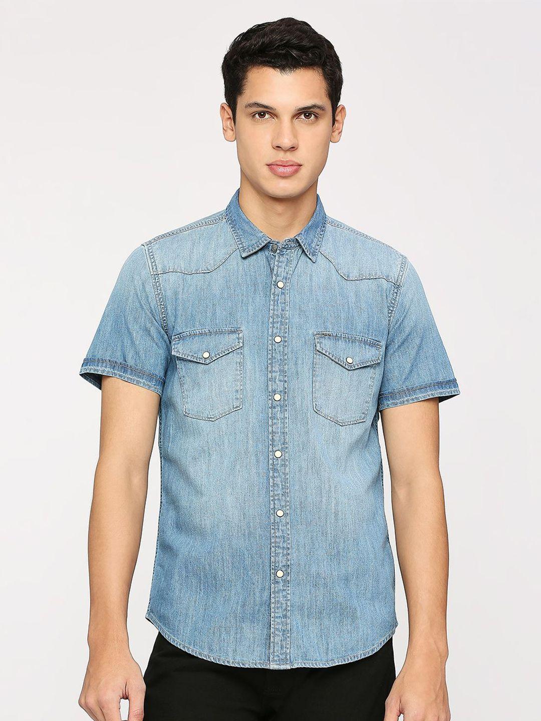 pepe jeans spread collar pure cotton casual shirt