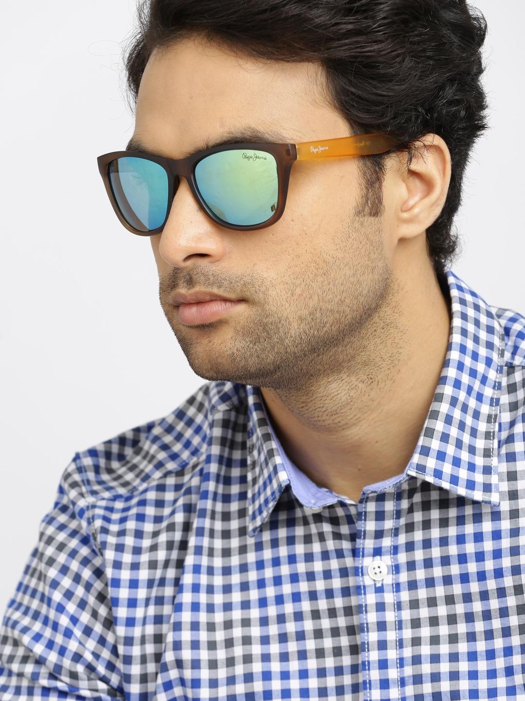 pepe jeans unisex mirrored rectangular sunglasses
