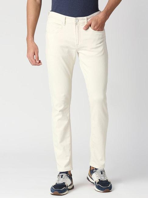 pepe jeans white tapered fit low rise jeans