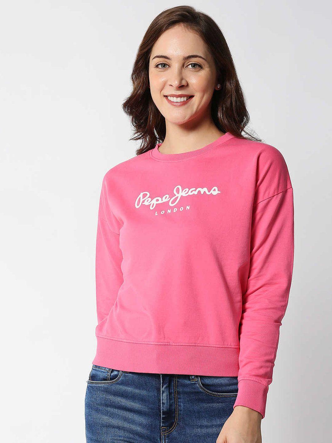 pepe jeans women rose pink printed sweatshirt