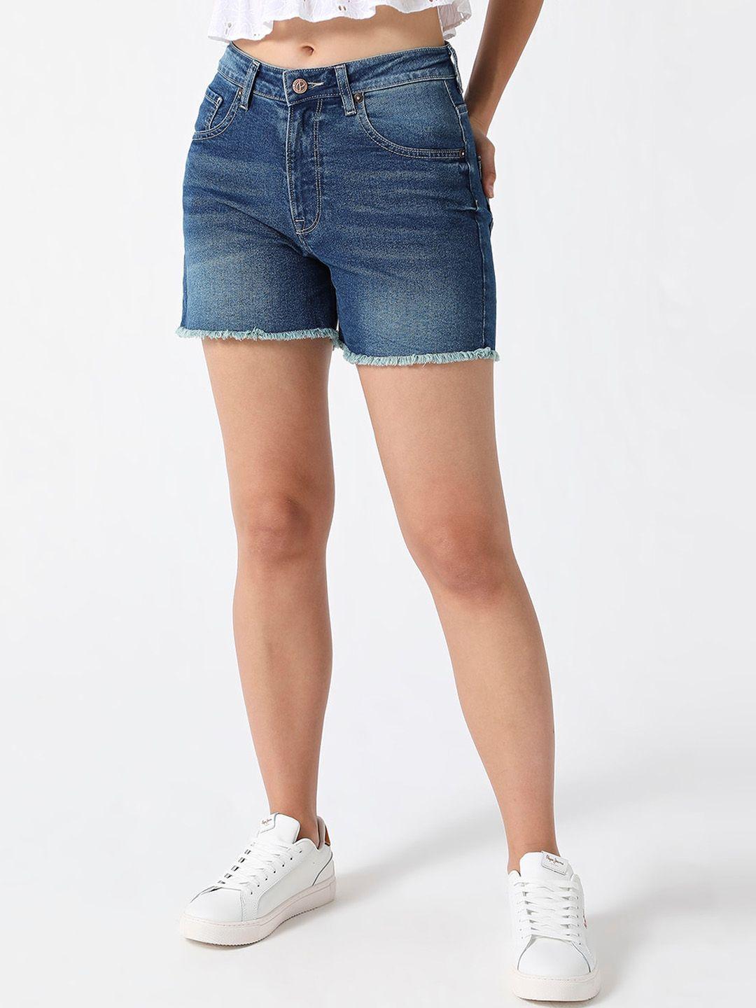 pepe jeans women washed high-rise denim shorts