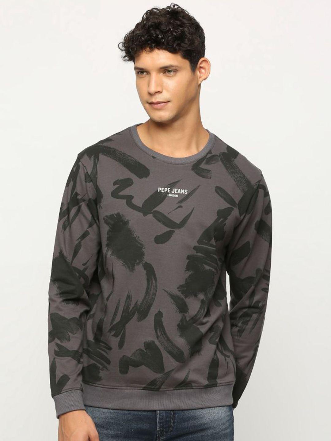 pepe jeans abstract printed cotton sweatshirt