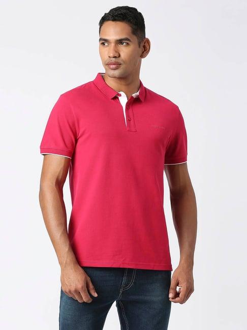 pepe jeans anton dark pink regular fit polo t-shirt