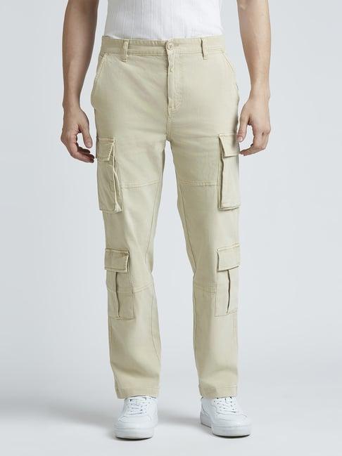 pepe jeans beige cotton slim fit cargos