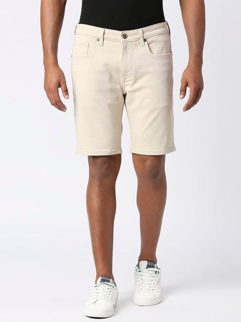 pepe jeans beige skinny fit denim shorts