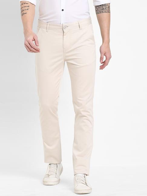 pepe jeans beige solid mid rise chinos