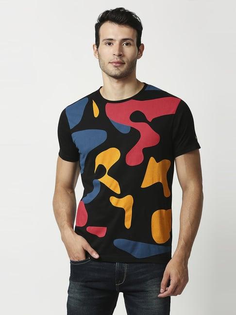 pepe jeans black cotton slim fit printed t-shirts