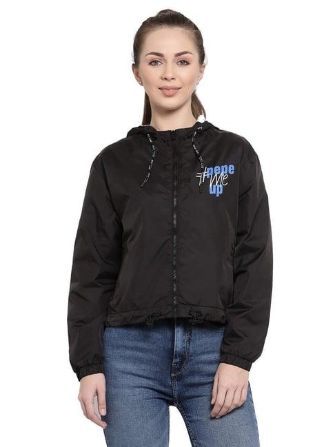 pepe jeans black graphic print jacket