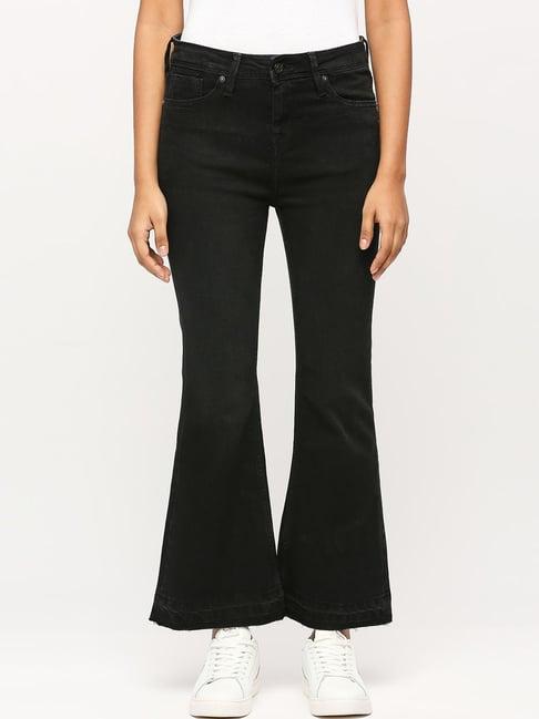 pepe jeans black high rise bootcut jeans