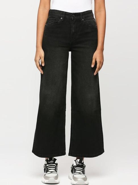 pepe jeans black high rise flared jeans