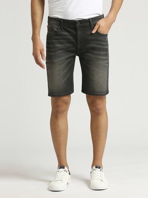 pepe jeans black regular fit denim shorts