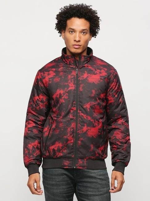 pepe jeans black regular fit printed jacket