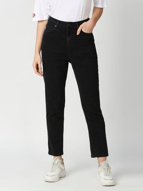 pepe jeans black relaxed fit high rise jeans