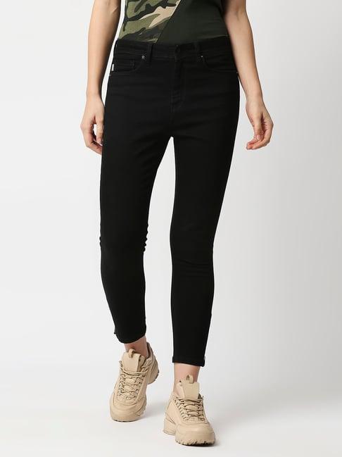 pepe jeans black skinny fit high rise jeans